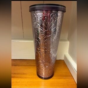 Starbucks Lavender Lilac Purple Floral Embossed Metallic Foil Tumbler Venti24 oz